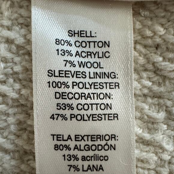 Chico's Women's Size 1 (M) Cotton Knit Blanket Woven Coat Cardigan Sweater - Picture 5 of 5